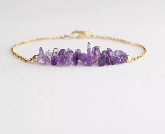 Amethyst chip  bracelet