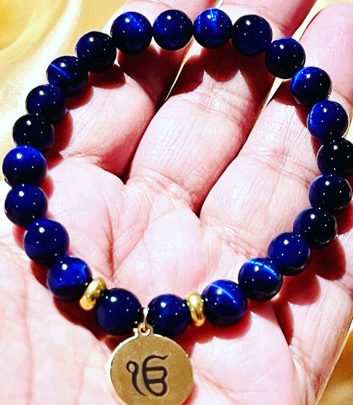 Ek Onkar bracelet - Blue Tigers eye Stone