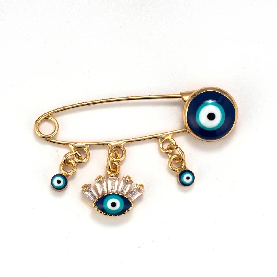 Evil eye baby pin brooch