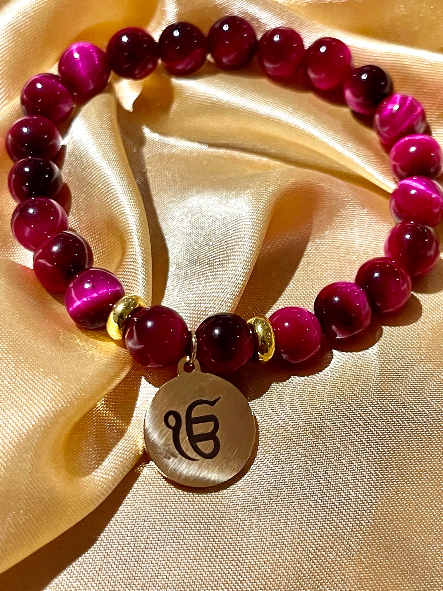 Ek Onkar bracelet - Pink Tiger Eye