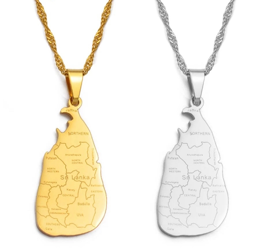 Sri Lanka map necklace