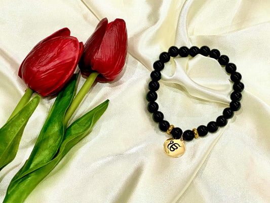 Ik Onkar bracelet in Black tourmaline Stone
