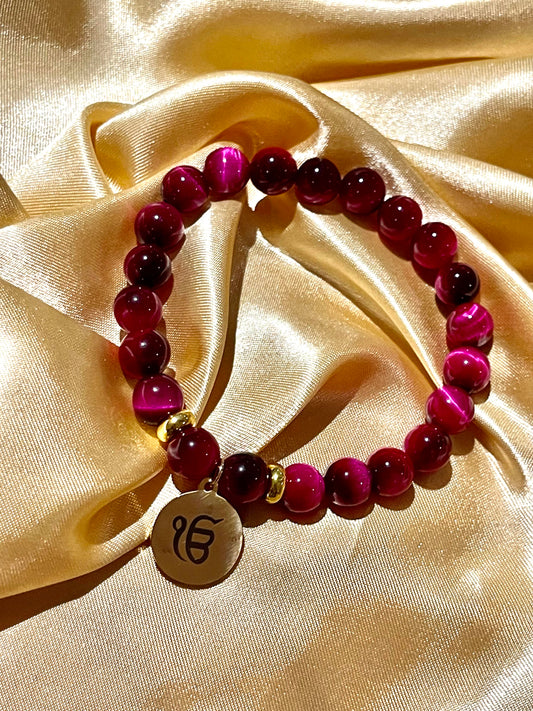 Ek Onkar bracelet - Pink Tiger Eye