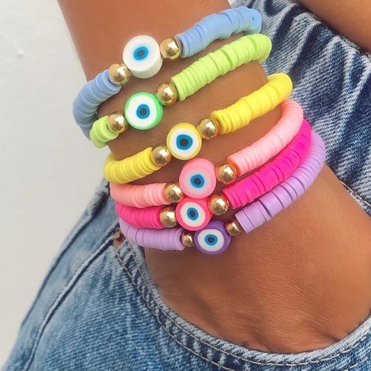 Heishi Evil eye bracelet