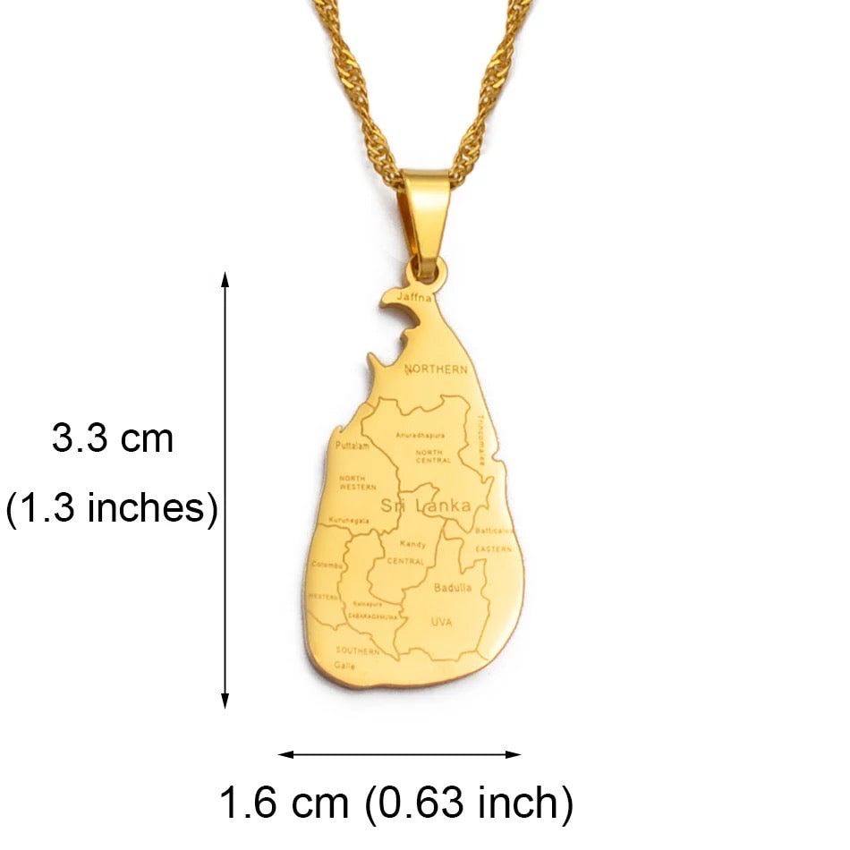 Sri Lanka map necklace