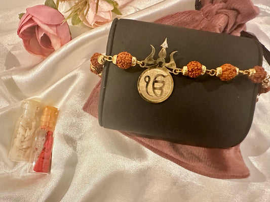 Rudraksh Rakhi Gold plated