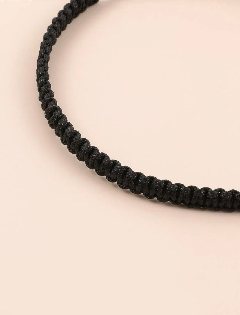 Black braided Evil eye anklet