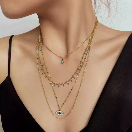 Evil eye layered necklace