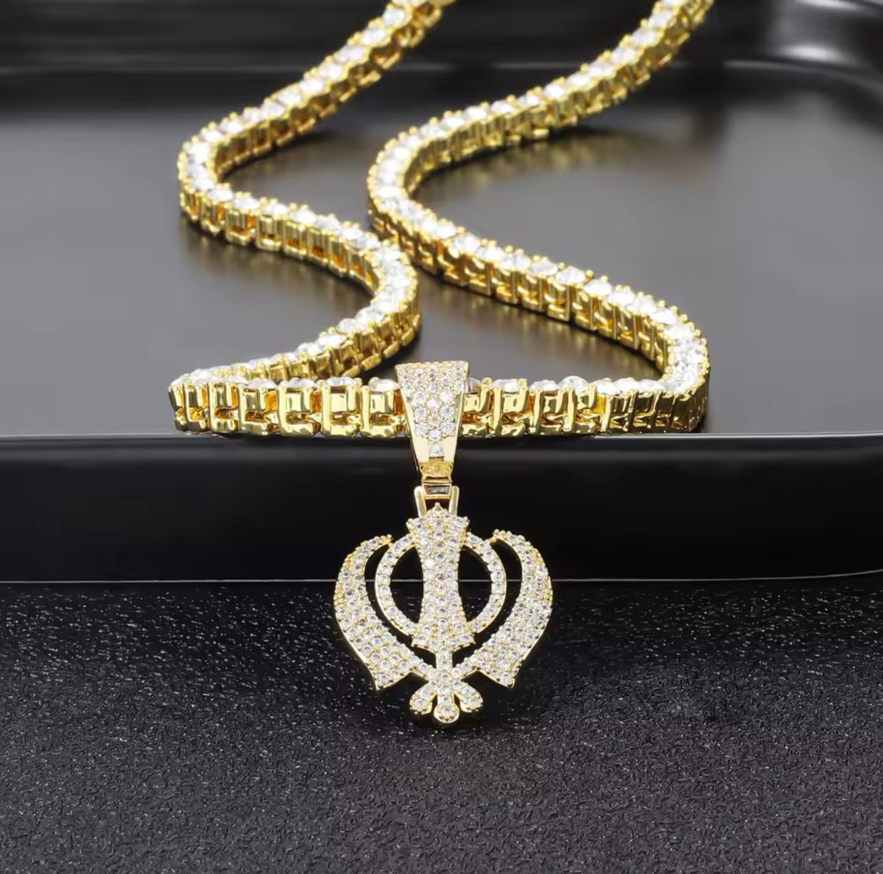 Khanda Necklace with Tennis Chain