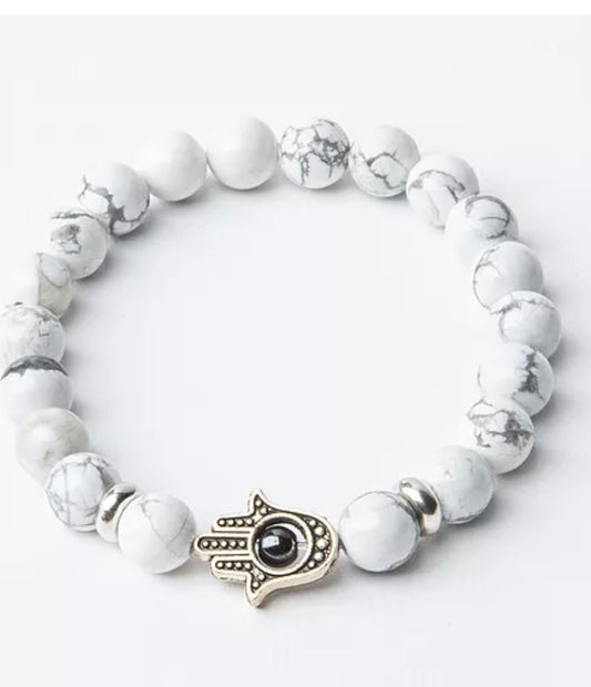 Howlite Hamsa Hand evil eye