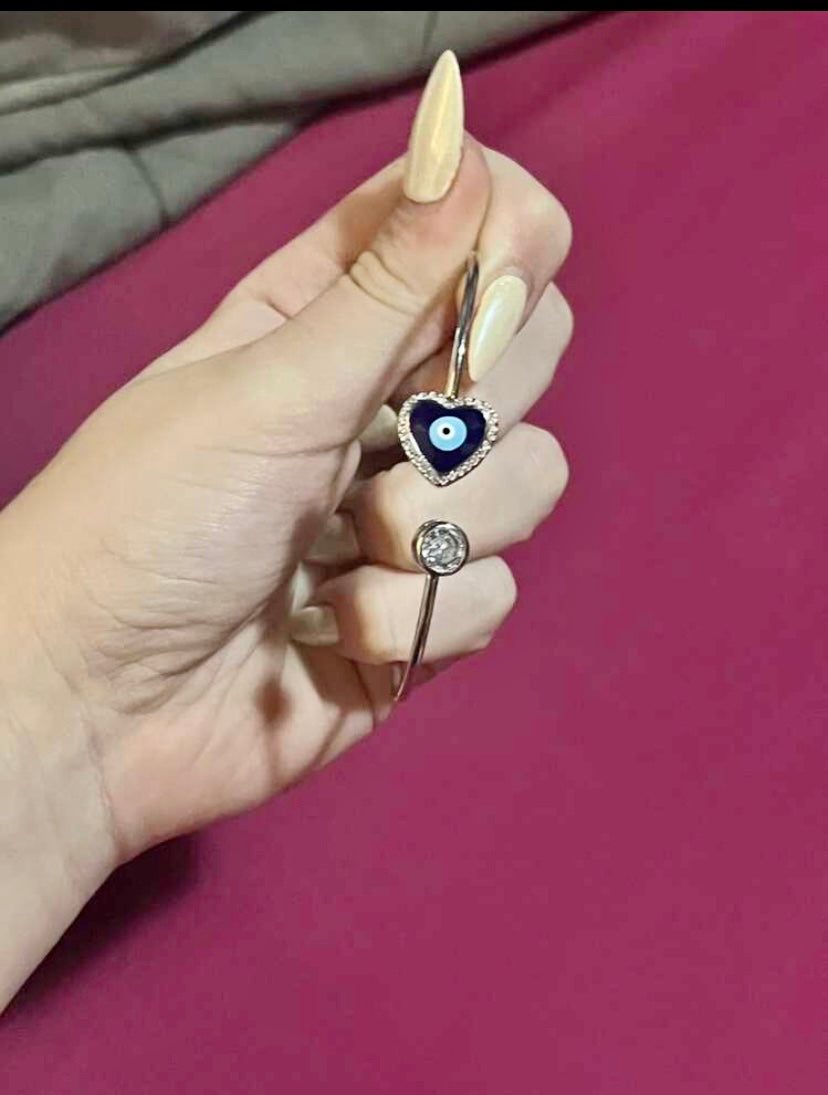 Evil eye rhinestone cuff bracelet