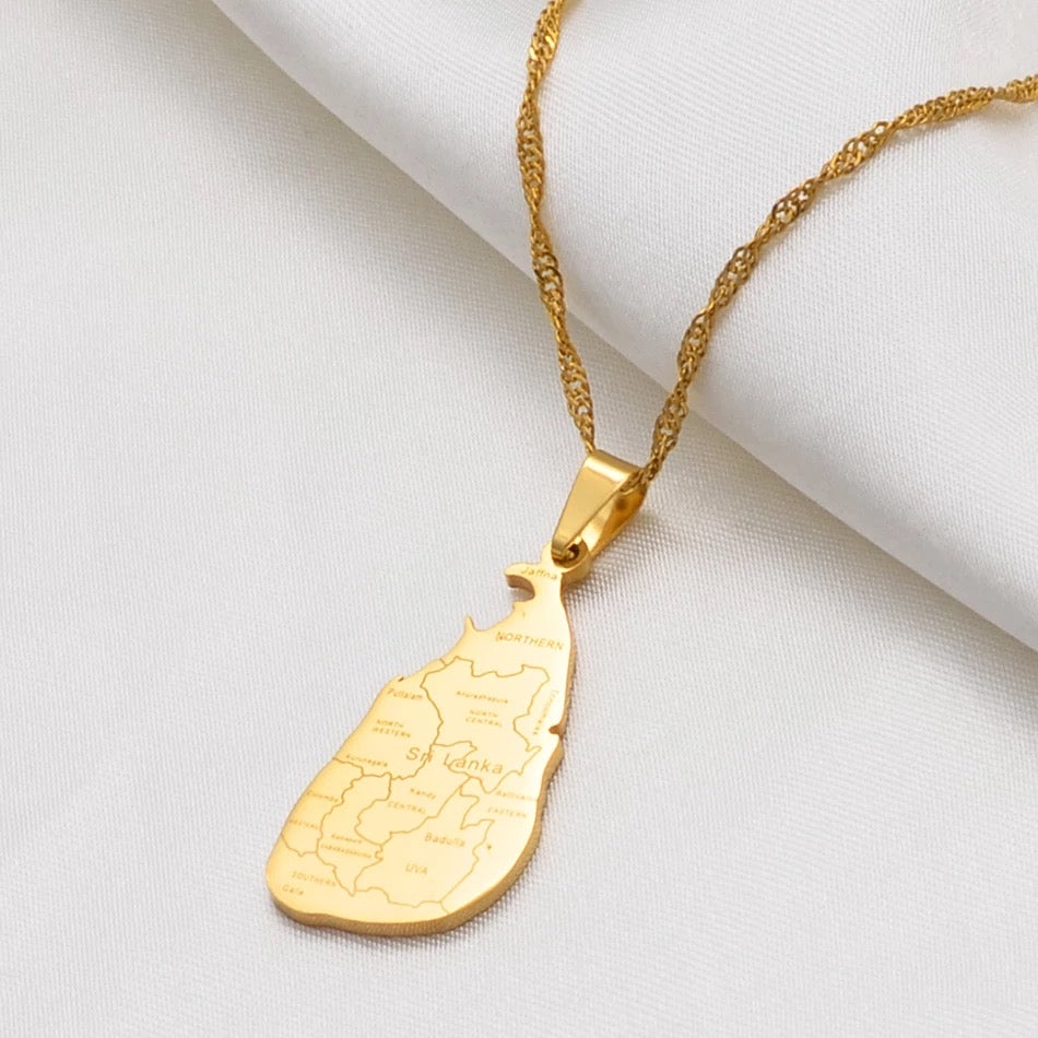 Sri Lanka map necklace