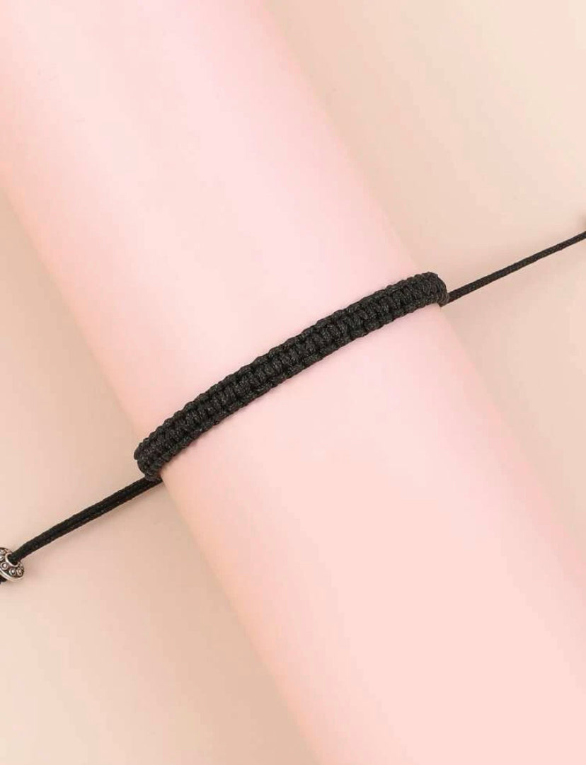 Black braided Evil eye anklet