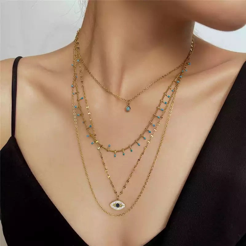 Evil eye layered necklace
