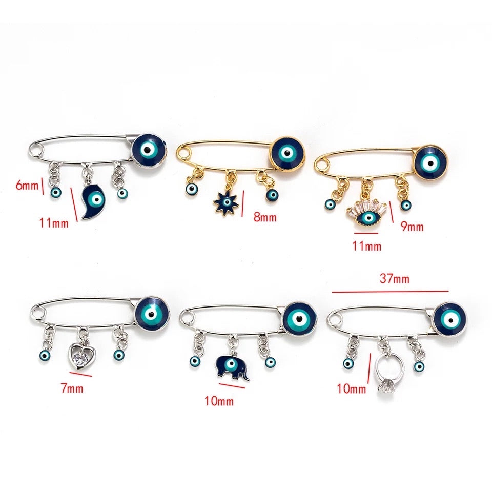 Evil eye baby pin brooch