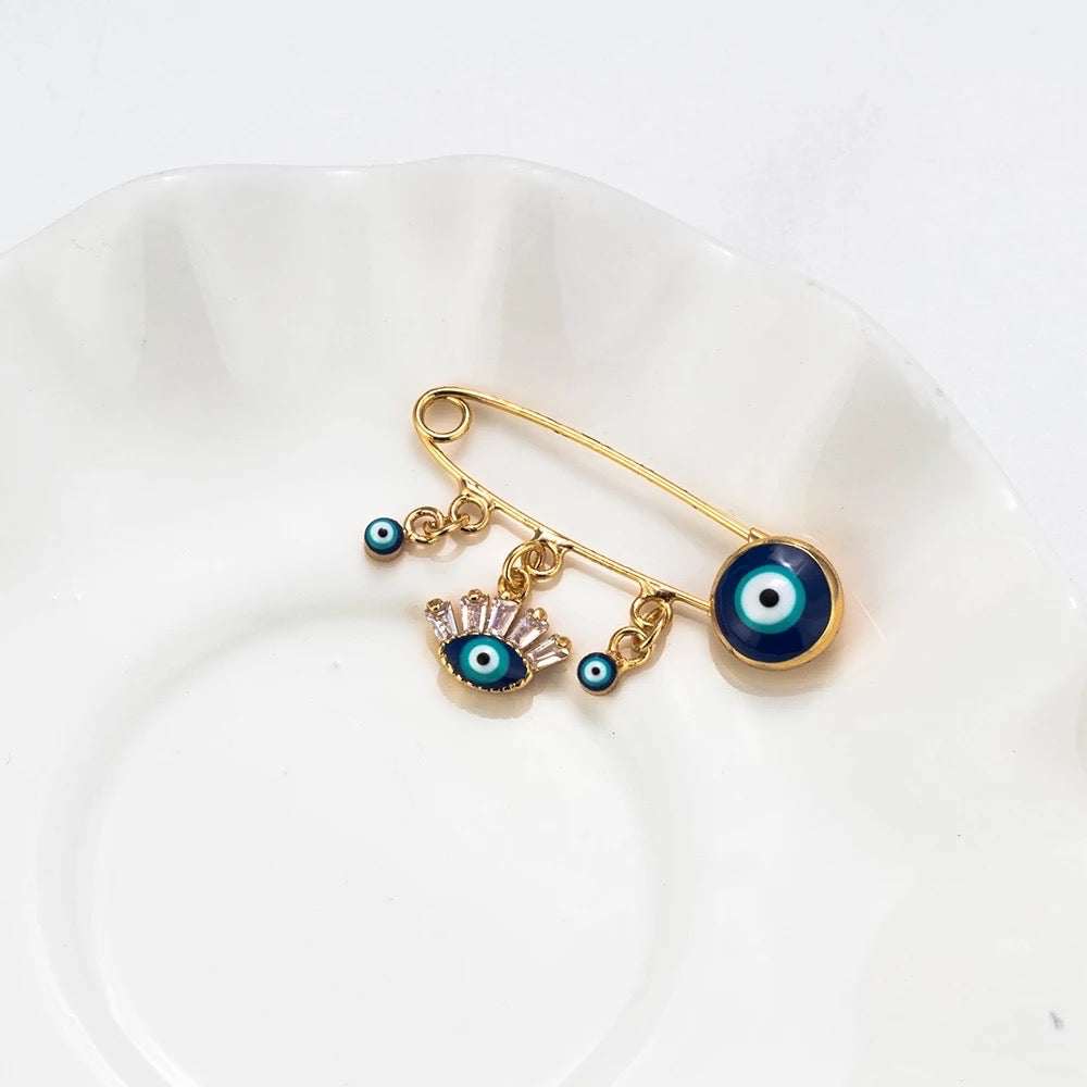 Evil eye baby pin brooch