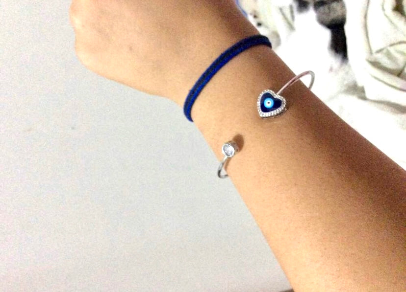 Evil eye rhinestone cuff bracelet