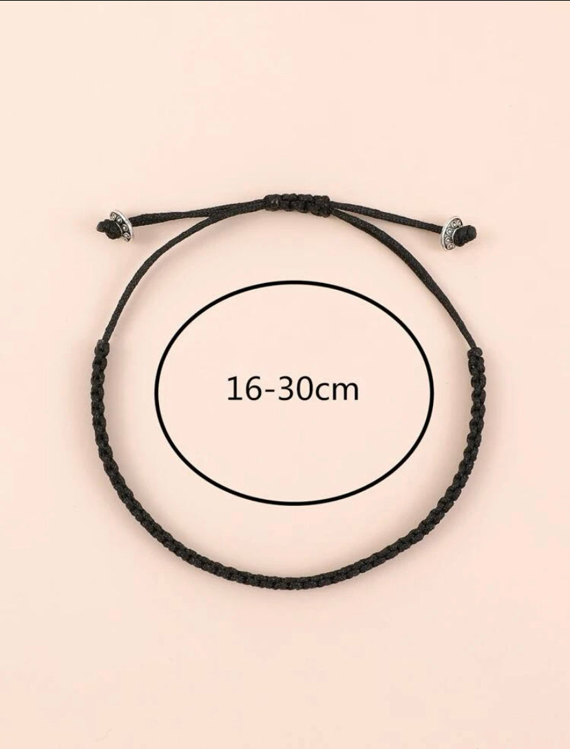 Black braided Evil eye anklet