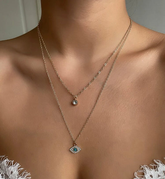 Evil eye layered necklace