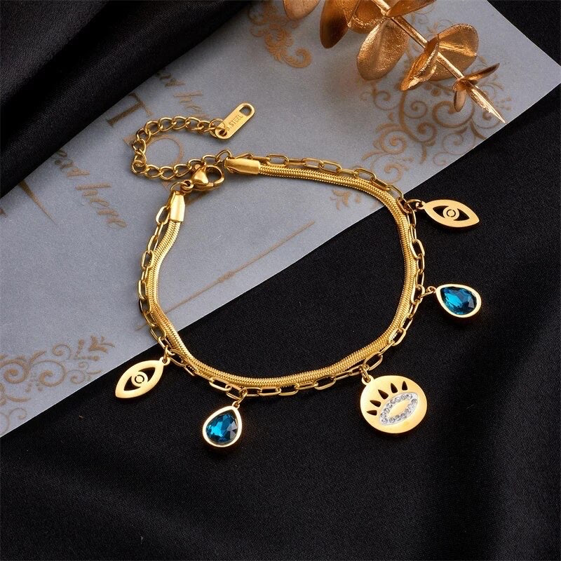 Evil eye gold bracelet