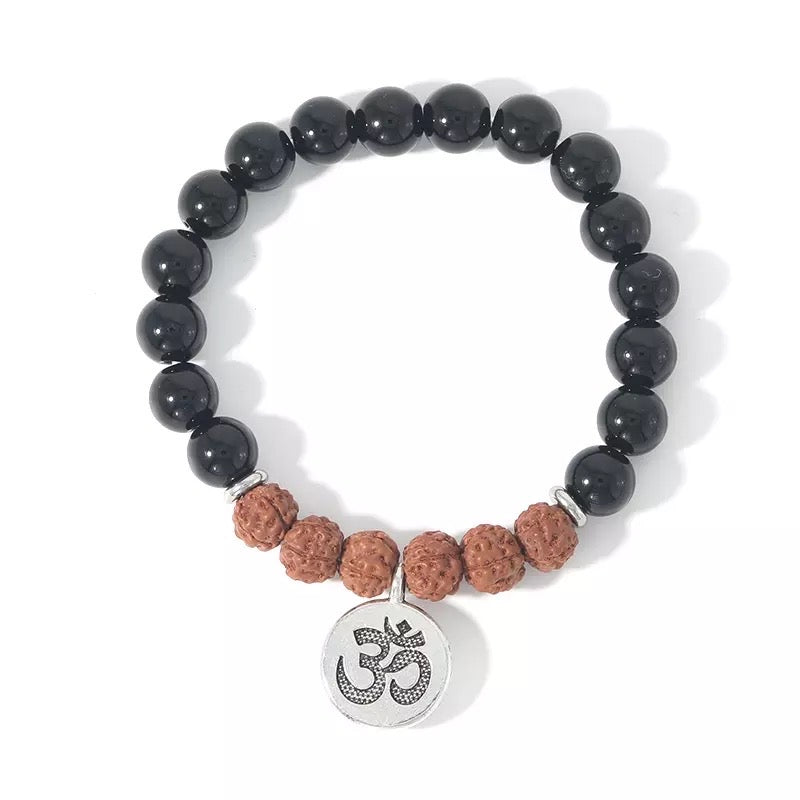 Black tourmaline and Rudraksh Om Bracelet