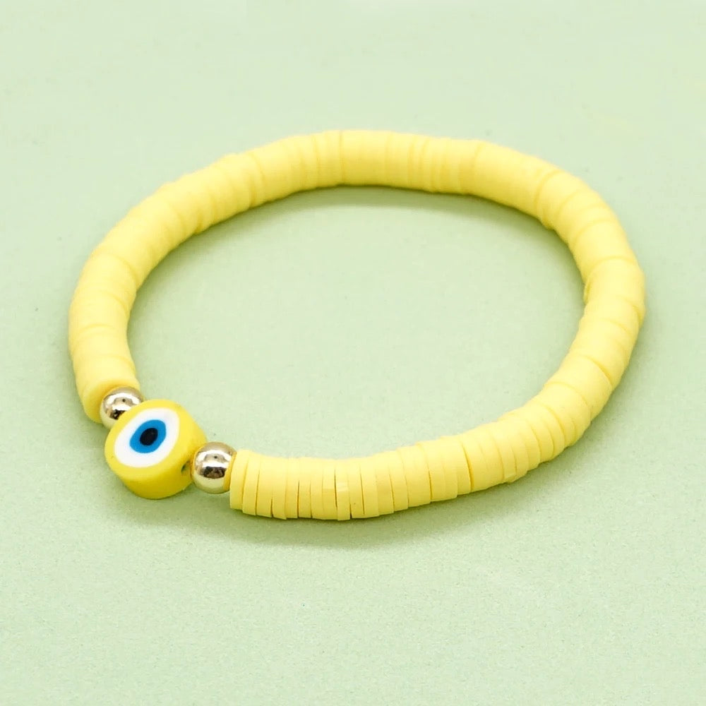 Heishi Evil eye bracelet