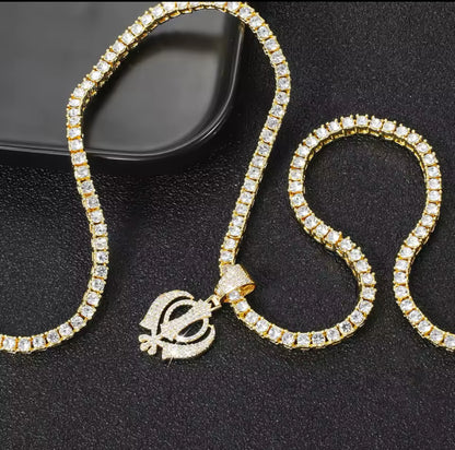 Khanda Necklace with Tennis Chain