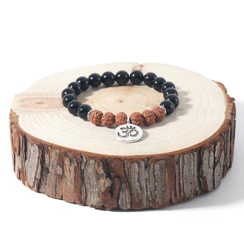Black tourmaline and Rudraksh Om Bracelet