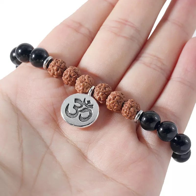 Black tourmaline and Rudraksh Om Bracelet