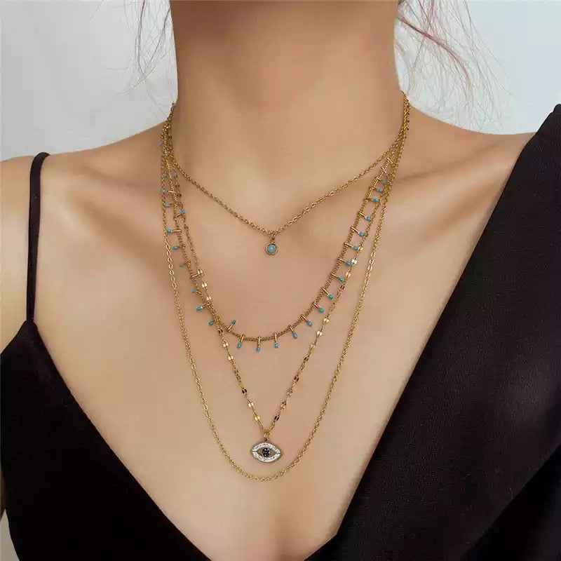 Evil eye layered necklace