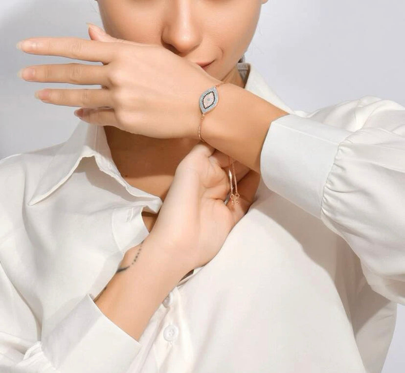 Evil eye rose gold bracelet