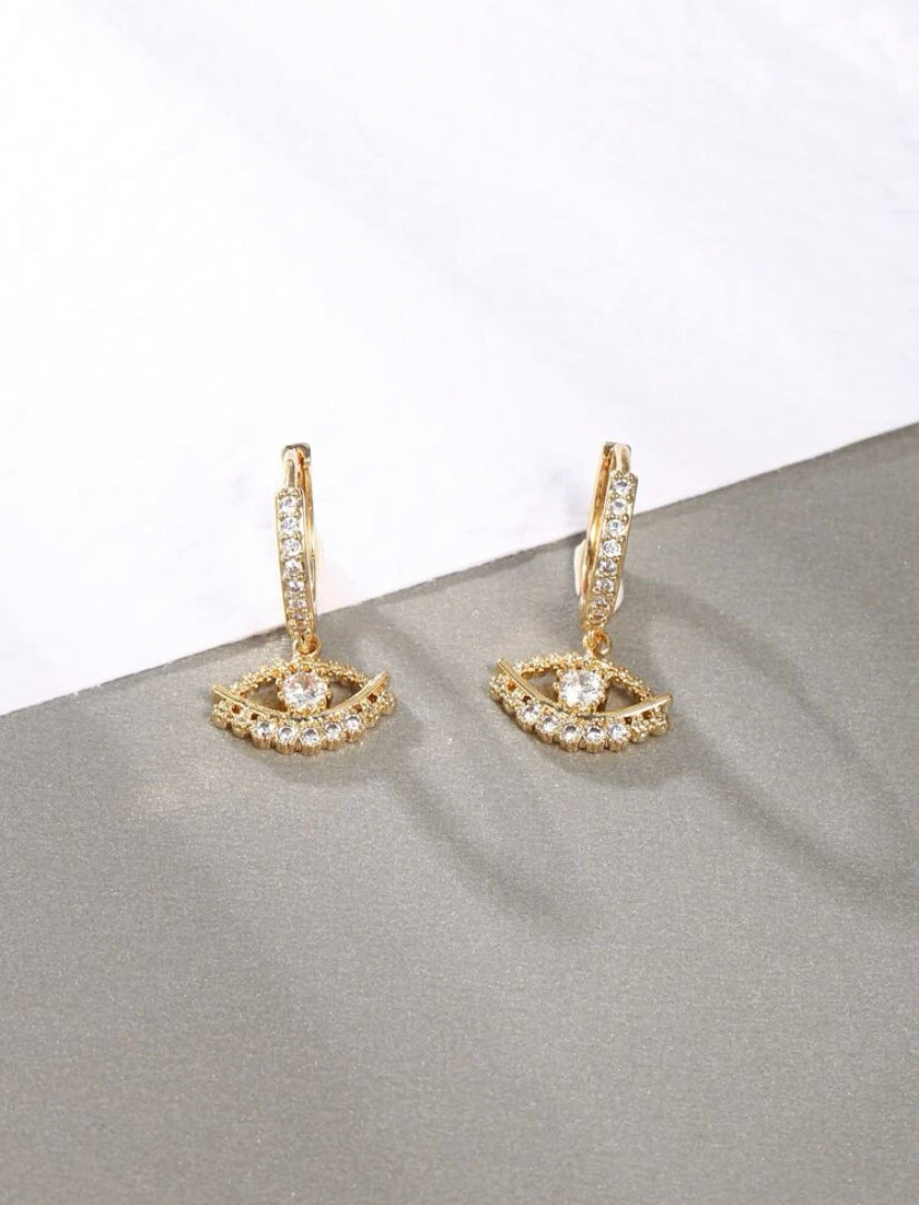Evil eye tiny hoops
