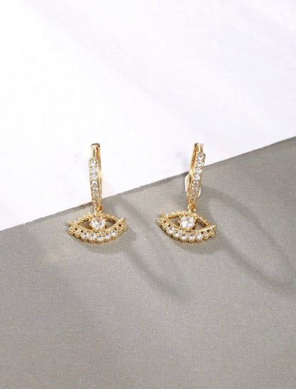 Evil eye tiny hoops