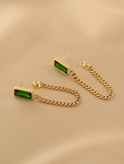 Gold green earrings