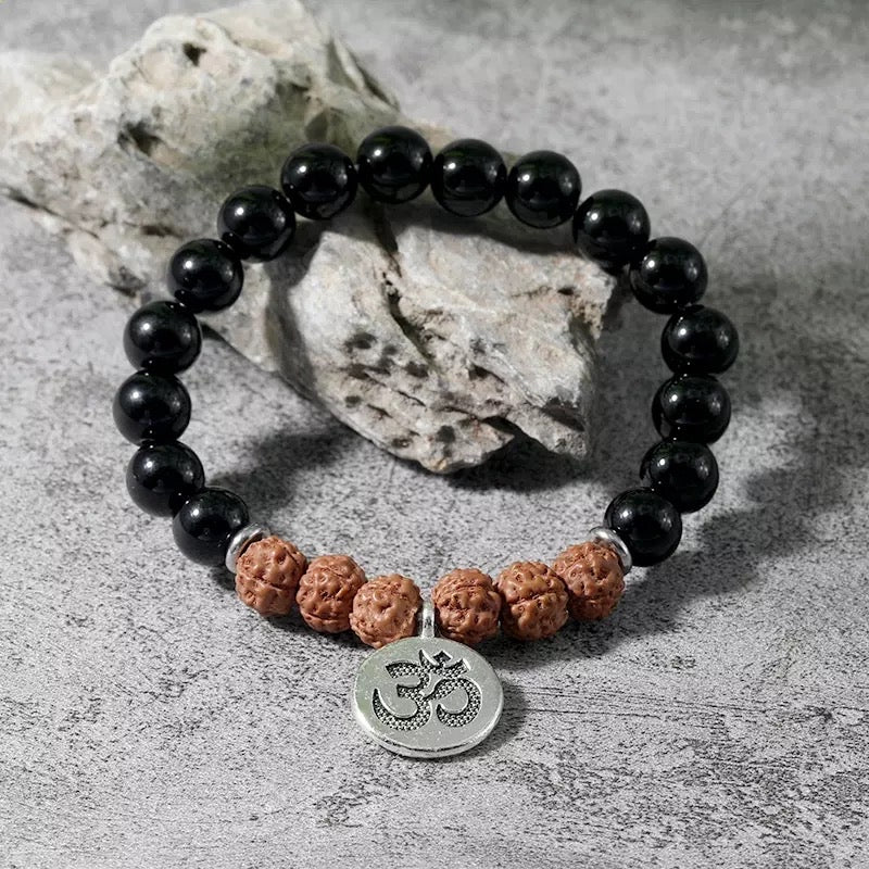 Black tourmaline and Rudraksh Om Bracelet