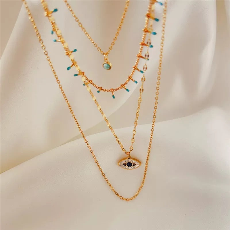 Evil eye layered necklace