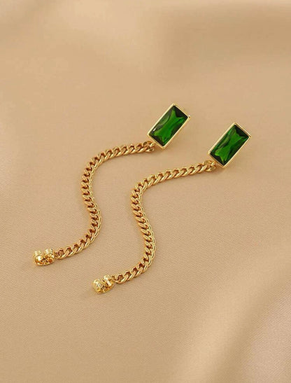 Gold green earrings