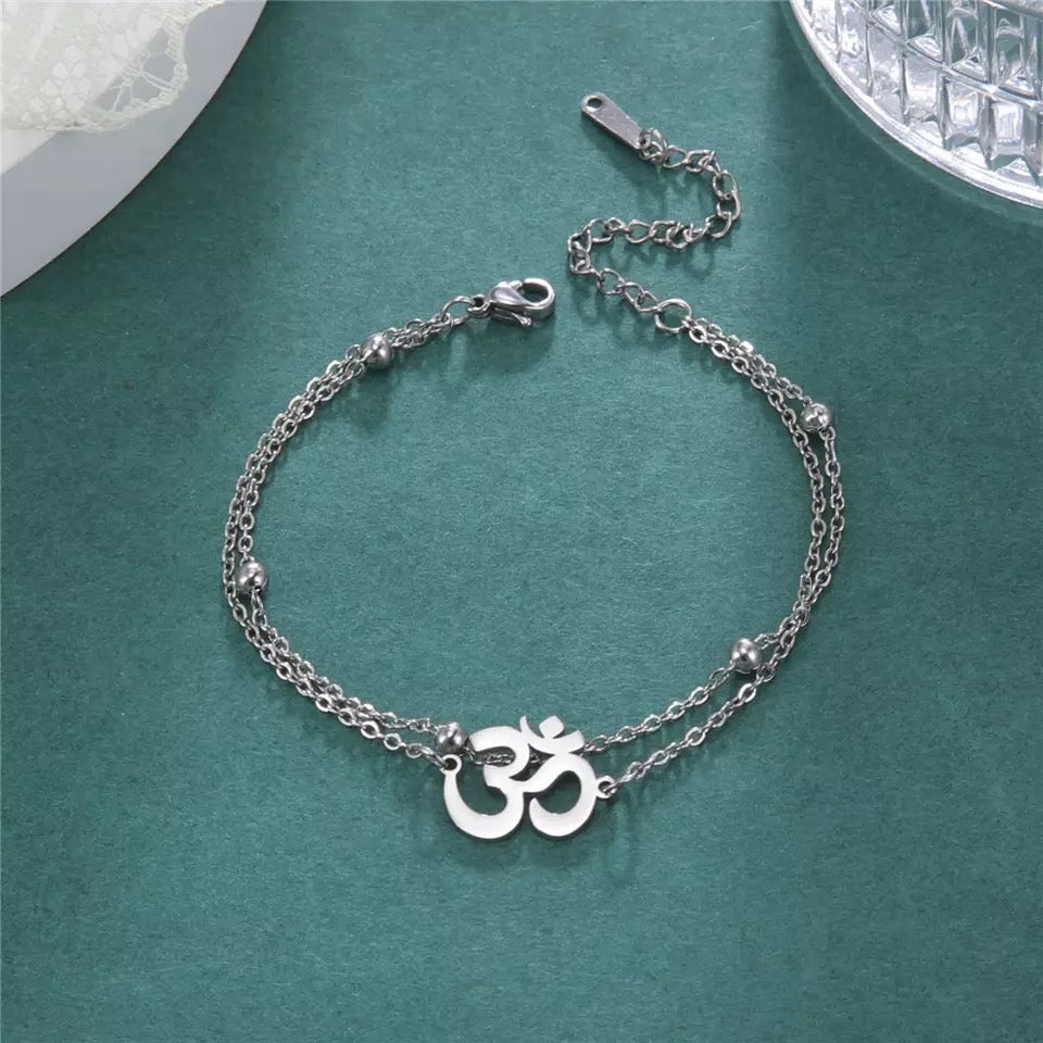 Om layered bracelet