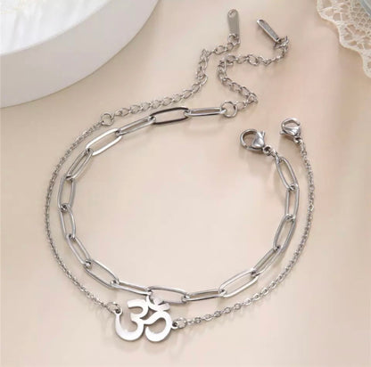 Om layered bracelet