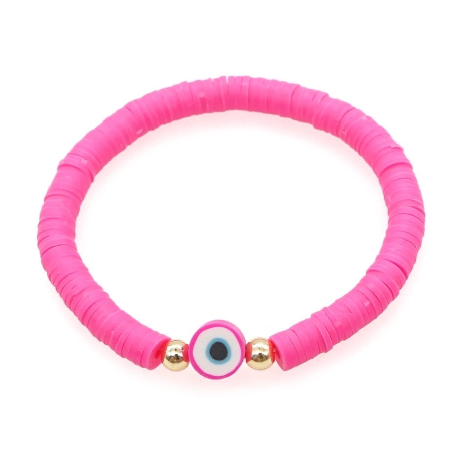 Heishi Evil eye bracelet