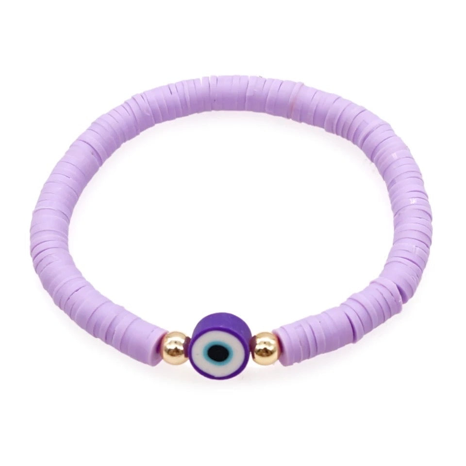 Heishi Evil eye bracelet