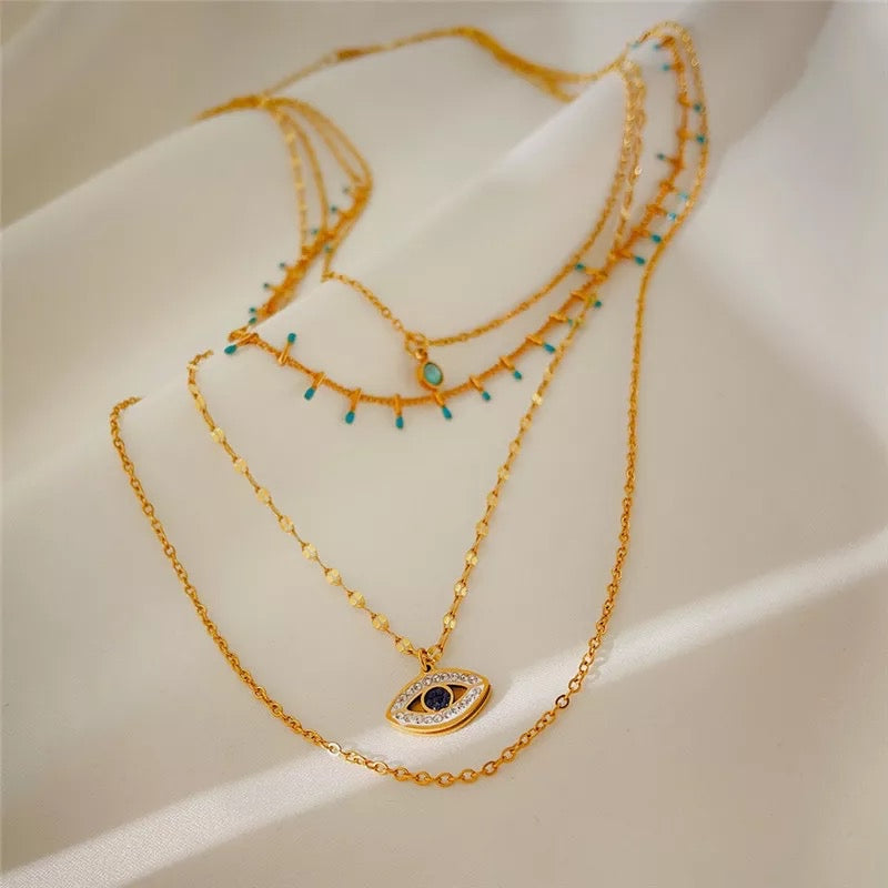 Evil eye layered necklace