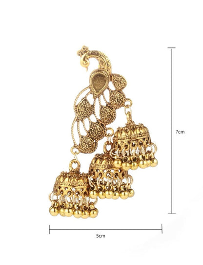 Oxidized Gold Peacock Jhumka