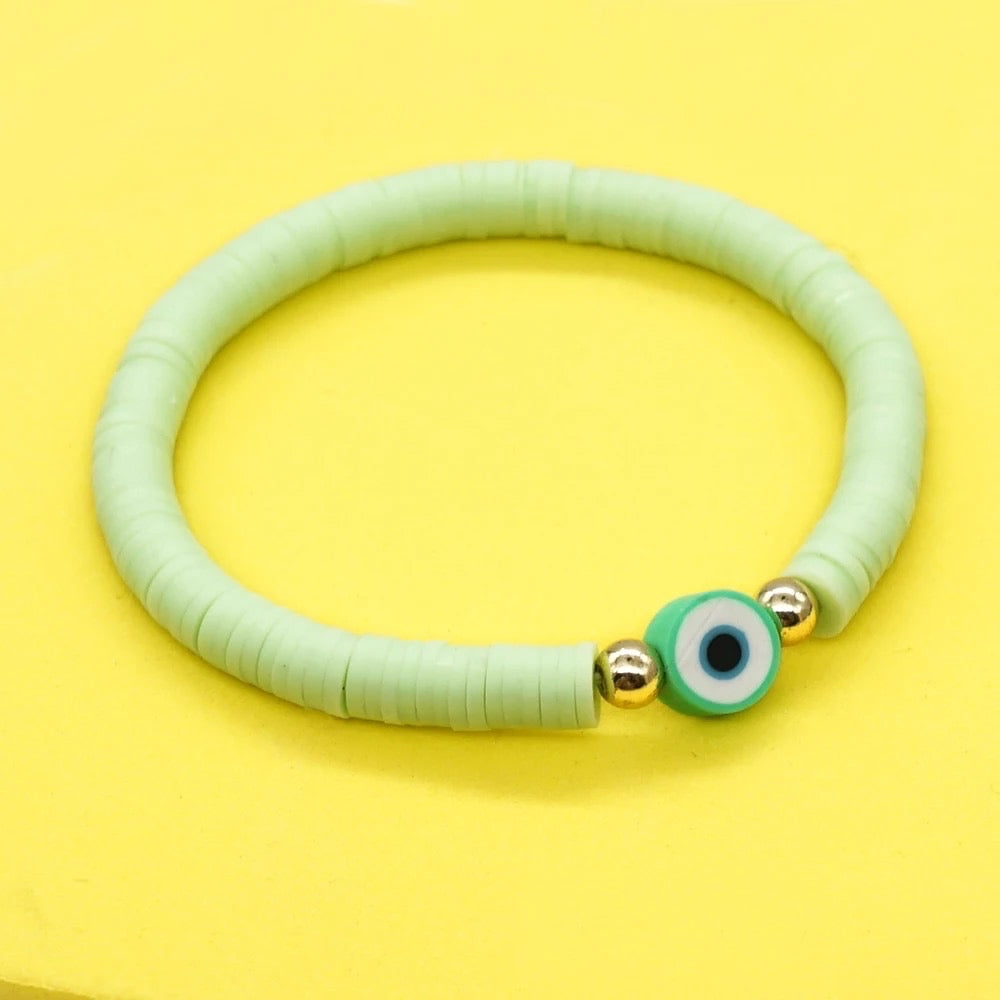 Heishi Evil eye bracelet