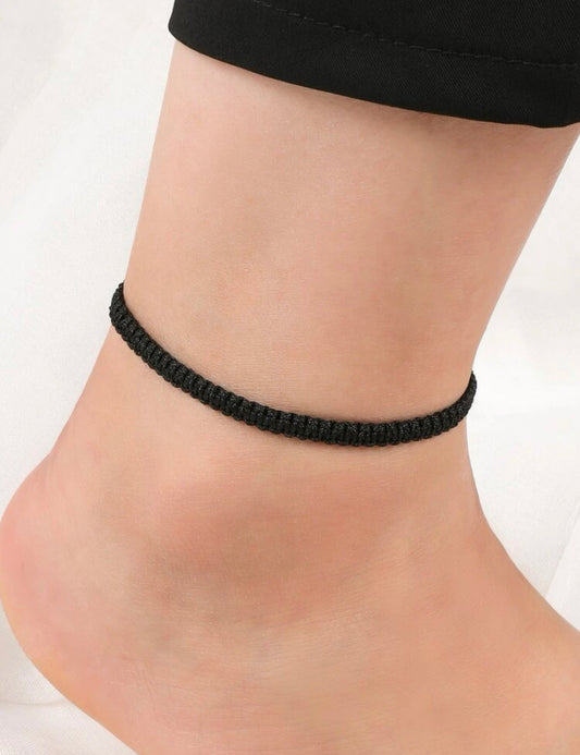 Black braided Evil eye anklet