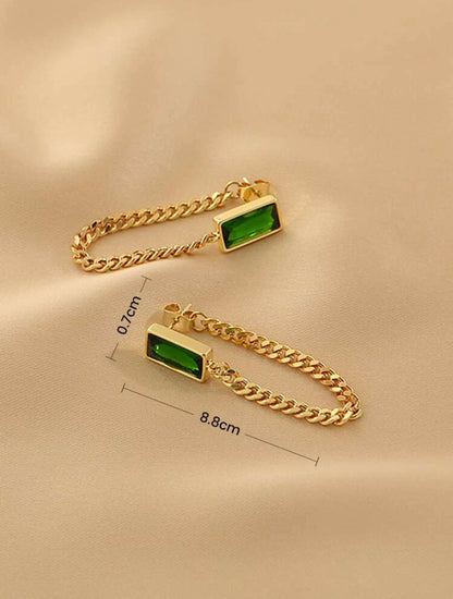 Gold green earrings