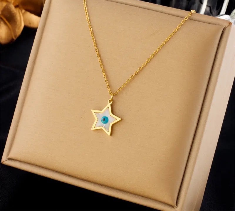 Evil eye star necklace