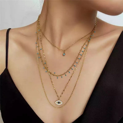 Evil eye layered necklace