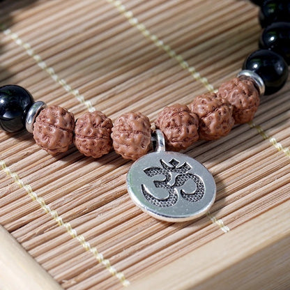 Black tourmaline and Rudraksh Om Bracelet