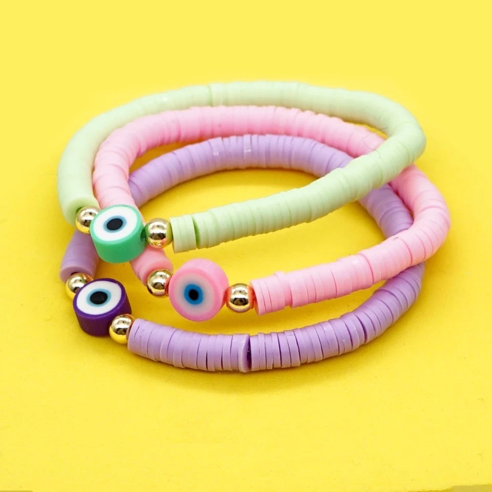 Heishi Evil eye bracelet